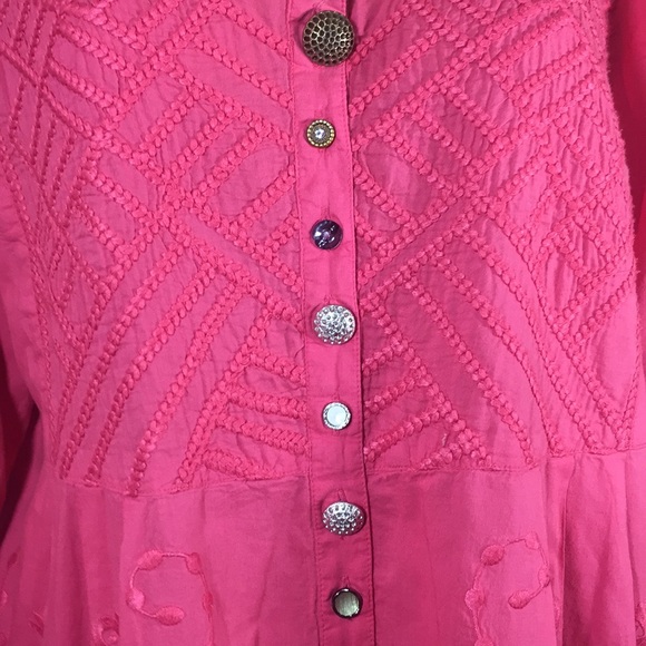 Coral Soft Surroundings Button Detail Blouse Sz L - Picture 5 of 7
